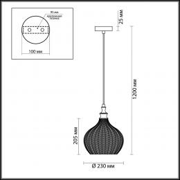 Odeon light 4707/1 PENDANT ODL20 373 янтарный/бронзовый Подвес E27 60W 220V LASITA  - 2 купить